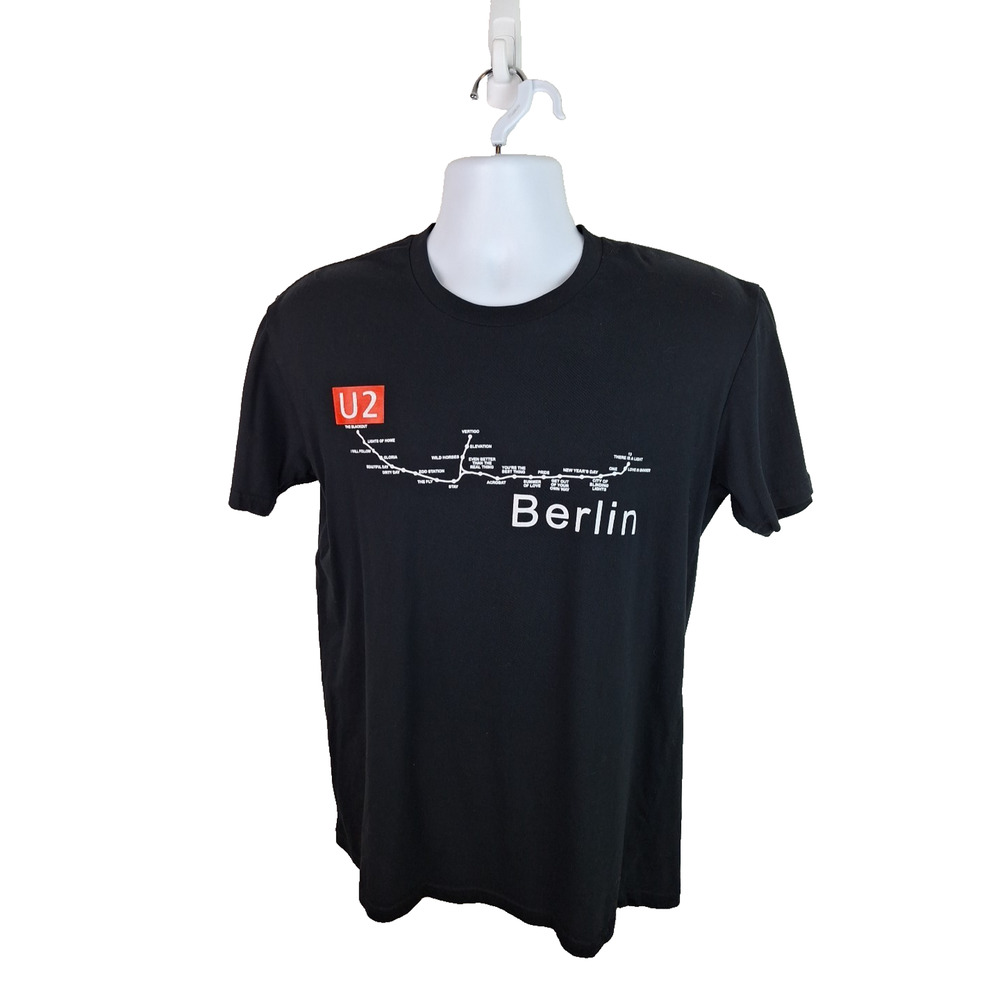 U2 Rock Band Berlin Subway Layout Black Tshirt Size Medium